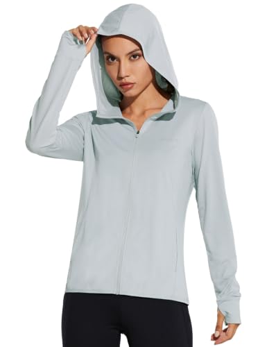 baleaf Women's Sun Protection Hoodie Jacket UPF 50+ Full Zip Grey M