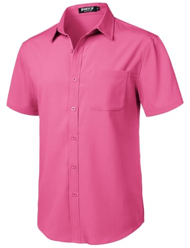 Image of JEMITOP Mens Stretch Wrinkle Free Texture Shirts