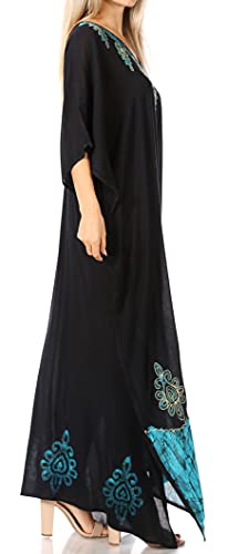 Sakkas Leonor Women's Boho Casual Long Maxi Caftan Dress Kaftan Cover-up LougeWear4