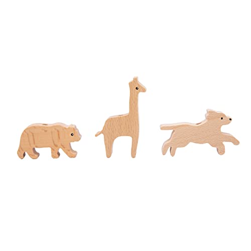 Image of Adena Montessori Wooden Pull Long Trailer Toys - Wooden Pull Car Interactive Animal Towing Toy for Kids 1-3 Years Old Cognitive Development