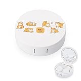 コンタクトケース コンタクトレンズケース 円形 かわいい 柴犬 犬柄 おしゃれ コンタクト収納 ミラー ピンセット 洗浄液瓶付き メガネケース メガネボックス 多用途ケース 軽量 高級 かわいい 持ち運び便利 旅行用 出張