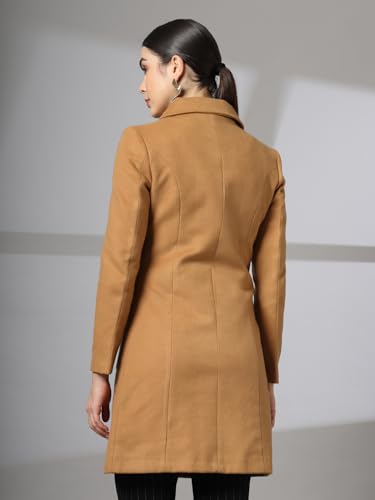Image of CHKOKKO Women Classic Long Winter Coat Double Breasted | Knee Length Design with a Sophisticated Spread Collar and Convenient Front Pockets for All Occasions