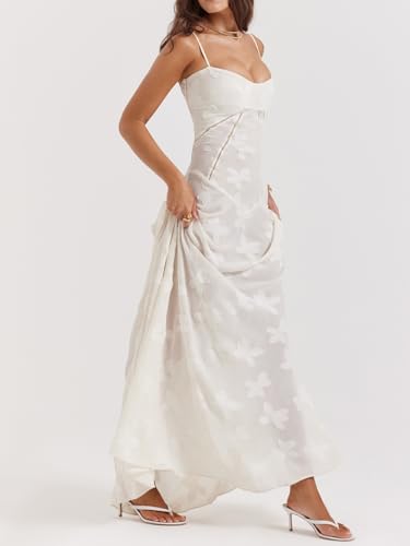 French Lace Maxi Dress Strappy Slim Square Neck Delicate Jacquard Maxi Dress2