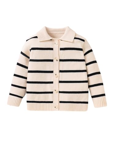Verdusa Boy's Striped Button Down Sweater Old Money Long Sleeve Lapel Collar Casual Knit Tops
