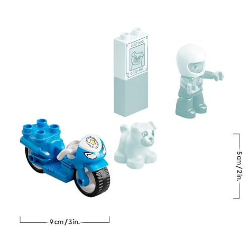 LEGO 10967 DUPLO La Moto De Police, Jouet Pour les Enfants de 2 Ans et Plus, Avec Figurine de Policier, Développement De La Motricité Fine