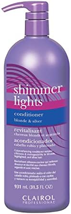 Clairol Professional Shimmer Lights Purple Conditioner, 31.5 fl. Oz | Neutralizes Brass & Yellow Tones | For Blonde, Silver, Gray & Highlighted Hair