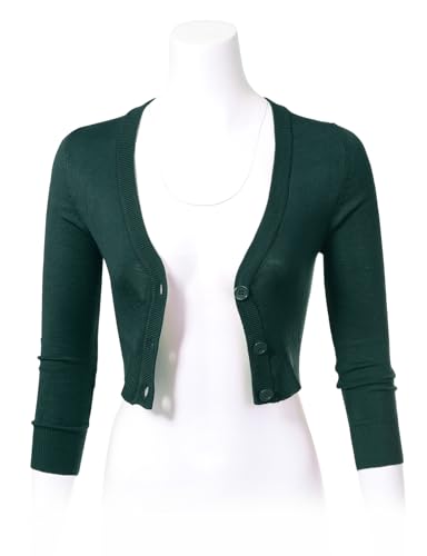 Image of Allsense Women's Cropped Bolero Shrug Cardigan | 3 /4 Sleeve, Button Down, Lightweight Knit Sweater