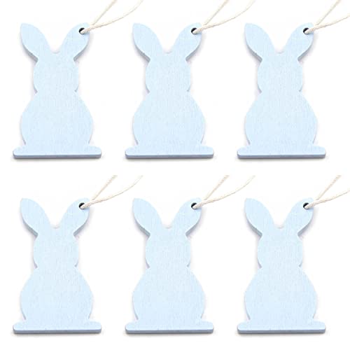 Generic イースター木製ハンギングオーナメント 6個セット ? ビーズペンダント装飾 壁やバスケットに取り付け可能、手作りクラフトやパーティー飾りに (G,ブルー)