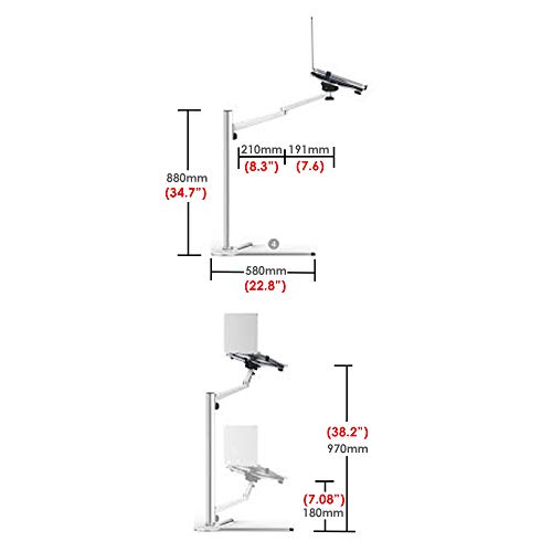 Magichold 3 in 1 360 Degree Rotating Height Adjustable Laptop Stand,Compatible with Ipad Pro 12.9 inch Ipad Air Ipad Mini, Tablet Smart Phone Bedside Floor Stand Mount