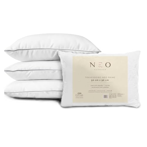 Kit com 4 Travesseiro Camesa by Gato Panda Neo Prime Ecoplum 233 Fios 50x70cm – Macio, Antialérgico,
