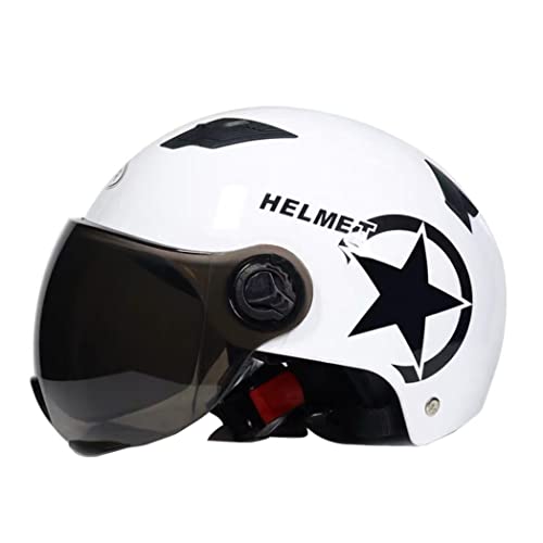 Casque jet, Harley adulte Harley Harley Casque de scooter Casque de scooter, demi-casque de moto ouvert Casque de jet d'accident de visage avec visière pour scooter électrique blanc