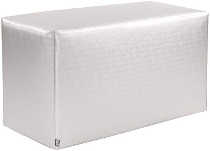 Howard Elliott Rectangle Outdoor Patio Cushion Bench With Cover, Patio Footrest & Coffee Bench, Cushion Seating Furniture for Living Room, Bedroom & Outdoor, 36 x 20 x 18 Inch, Luxe Mercury