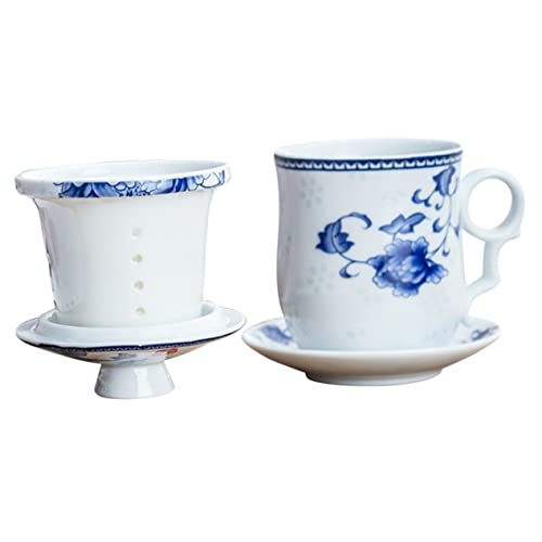 Housoutil 1 Conjunto De Xícara De Chá De Porcelana Azul E Branca Decoração Chinesa Jogo De Chá Xícar