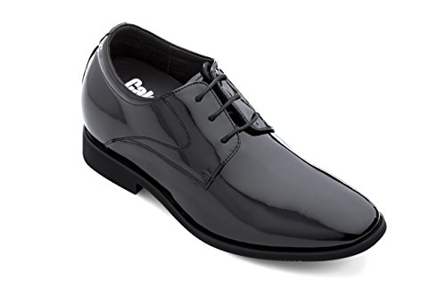 Image of Calden Men's Invisible Height Increasing Elevator Shoes - Black Patent Leather Lace-up Formal Tuxedo Oxfords - 3 Inches Taller - K911929 - Size 8.5 D(M) US