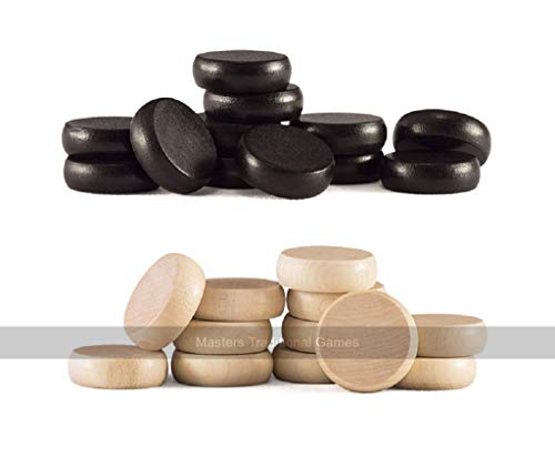 Set of Crokinole disks (12 Black, 12 Natural Wood Plus 2 spares)