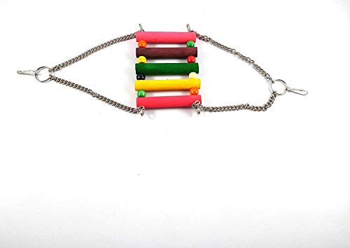 Image of Parrot Cage Hammock Swing10x6 Inches, Colorful Wooden Swing for Parrot Parakeet Budgie Cockatiel Cage with Metal Chain and Clasp (1 Pack)