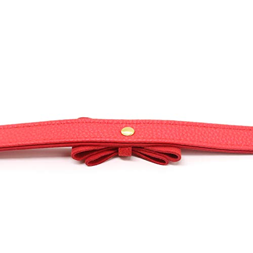 Damen PU Leder Punk Choker Kragen Halsband Halskette mit Schleife (Rot-1)
