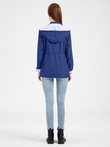 IFFEI Women's Rain Jacket Lightweight Waterproof Rain Coat Outdoor Hooded Windbreaker with Pockets4