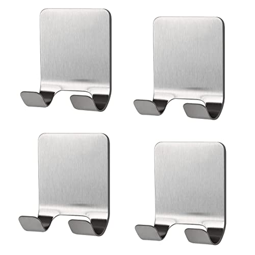 alwaiiz Lot de 4 crochets de fixation pour rasoir, crochets polyvalents, en acier inoxydable, autocollants, pour mur, salle de bain, cuisine, salle de bain (argent) Cover