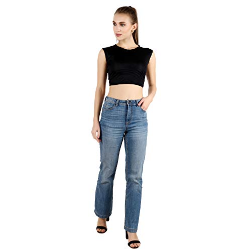 Image of POPWINGS Solid Casual Sleeveless Regular-Fit Crop Tops for Women with Front Chain| Crop Tops for Women Stylish Western Summer Wear