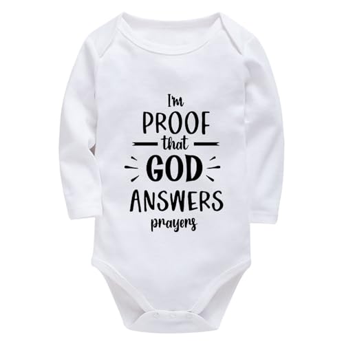 WOOYONGING I'm Proof That God Answers Prayers Baby Letter Print Bodysuit Romper Short Sleeve Onesie Cute Infant One-Piece