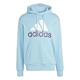 adidas essentials french terry big logo felpa con cappuccio, acqua chiara, l uomo