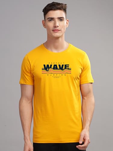 Image of ADRO Mens Printed T Shirt | The Super Soft Tshirt in India| Pure Cotton Lycra Breathable Fabric| 4 Way Stretch smart tech Fabric| Round Neck T-Shirt (Also in Plus Size) RN25-ST-WAVE-NB