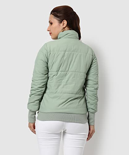 Image of PINACOLADA Women's Pink Puffer Regular Fit Bomber Jacket For Winter Wear | Standing Collar | Full Sleeve | Buttoned | Casual Jacket For Woman & Girl | Western Stylish Jacket For Women