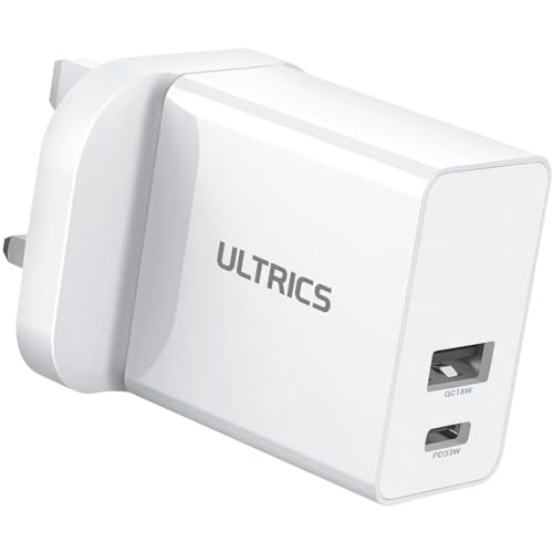ULTRICS USB C Charger Plug, 2-Port Phone Charger Plug Fast Charging Adapter, 6A/30W Fast Charger, USB C Mobile Phone Chargers Compatible with iPhone 15 14 13 12 11 Pro Max, Galaxy S25/S24/S23 Plus