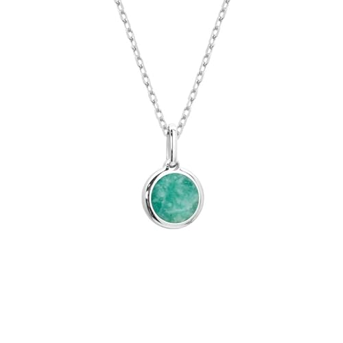 Petits tresors - Collier médaille Ronde Amazonite Argent 925 Femme - Gravure Infini Cover