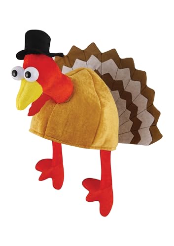 HENBRANDT 2 x Adult Turkey in Pilgrim Christmas Hat Funny Animal Novelty Plush Hats Silly Secret Santa Gift Thanksgiving Costume Accessory for Men and Women