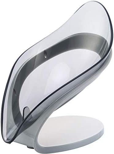 KASHPA CREATION Leaf-Shape Self Draining Soap Dish Holder, Not Punched Soap Holder with Draining Tray, Suitable for Shower, Bathroom, Kitchen Sink