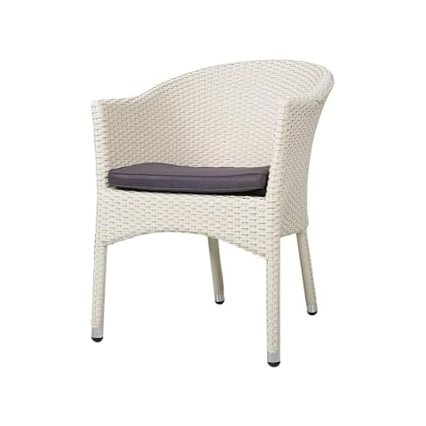 KARMAS PRODUCT Outdoor Dining Rattan Chairs,White Wicker Chair with Soft Cushion,1 PC Rattan Weave Wicker Fallow Armchair,Patio Garden Furniture for Backyard, No Assembly Required Cover