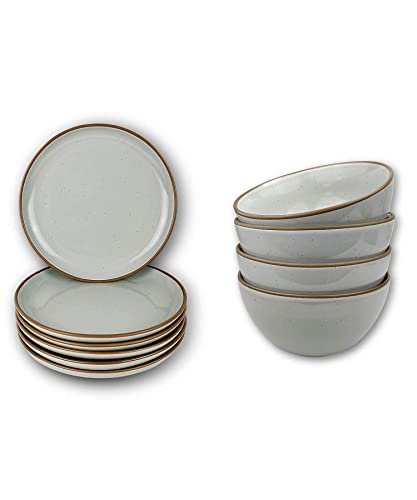 Mora Ceramic Bowls And Plates Set, Earl Grey - Salad Plates And Cereal Bowls Bundle, Dishwasher, Microwave, And Oven Safe #TOP19