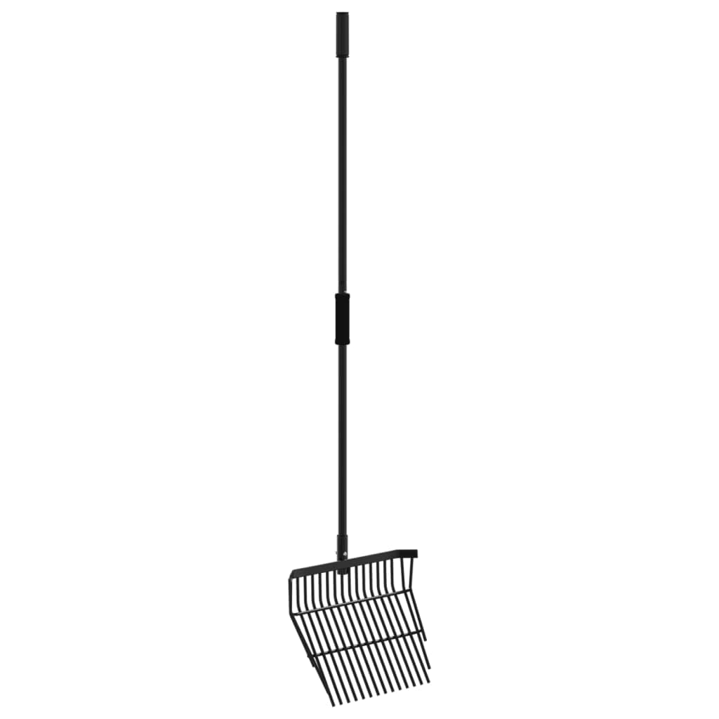 vidaXL Horquilla de rastrillo con 14 púas de acero negro, horquilla para caballos, horquilla metálica, horquilla para compost