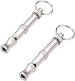 ydzqdxzz 2Pcs Silver Adjustable Ultrasonic Dog Whistle,Portable Whistle Pet Whistle Supersonic Whistle Dog Whistles for Pet Training，Training and Behavior Aids，Dog Whistles