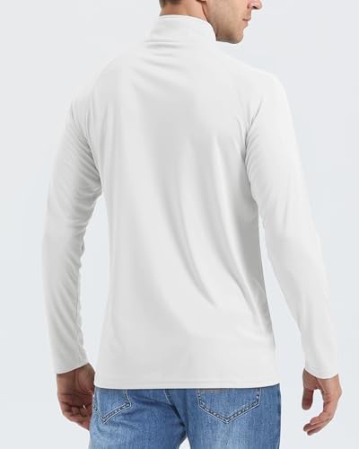 Boladeci UV Protection Clothing Men UPF 50 Long Sleeve Shirt Men Quarter Zip Sun White Tee Long Sleeve Summer Tshirt Half 1/4 Zip Swim Rash Guard — view 3