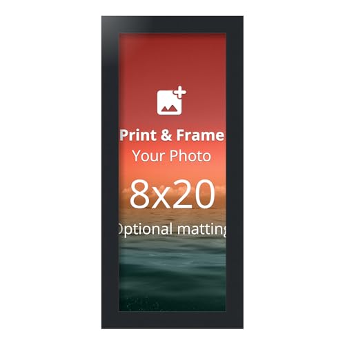 ArtToFrames 8x20 Custom Picture Poster Frame with HD Photo Print and Optional Mat with 4x16 Opening, Framed in 1.25" Modern Flat Frame, Handcafted in the USA
