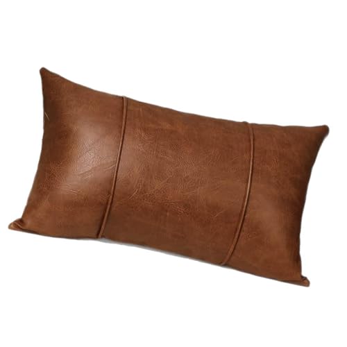 Fundas de cojín de piel sintética con diseño moderno a rayas, hipoalergénicas, fundas de cojín de piel con costuras