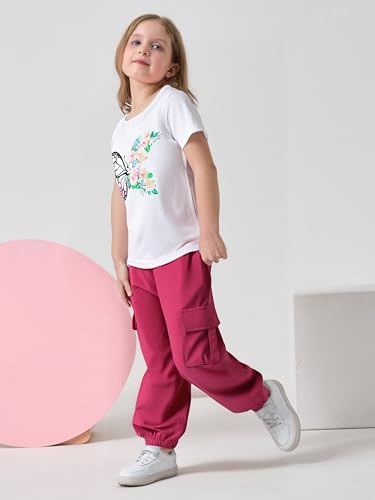 Image of Ayzozuy Kid Girl Clothes Outfits Figure Letter Graphic Tee Top + Flap Pocket Pants 2PC Clothing Set