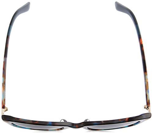 TOMS Women's Rectangular Sunglasses, Pacific Blue Tortoise/Shiny Gold, 53-22-1474