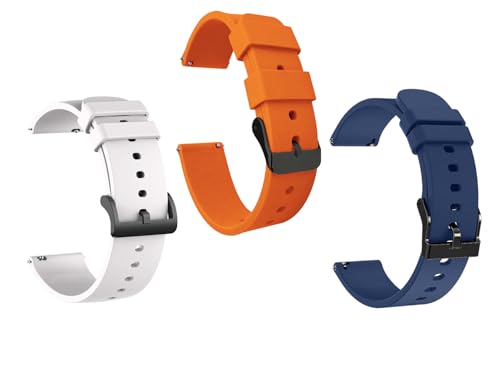 Image of IIK COLLECTION 22mm Silicone Strap for Smart Watches | Combo Pack Compatible With Noise, Fireboltt, Boat Xtend, Pebble, Boat Flash, Noise Color Fit, Ultra Smart Watch & All Watches