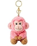 Stelle Monkey Plush Keychain Cute Pink Fuzzy Bag Charm Soft Stuffed Animals Key Chain Accessories Gifts for Girls/Women