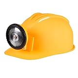 Boland 01414 - Bauarbeiter-Helm mit Licht, Gelb-Schwarz, für Erwachsene, verstellbare Größe, Baustelle, Kostüm, Karneval, Mottoparty