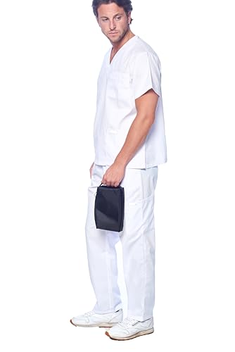 Image of Dagacci Scrubs for Men Set - V-Neck Scrub Top and Cargo Pants - 8 Pockets Men Scrubs Set