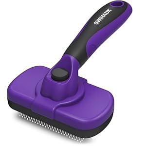 Swihauk Self Cleaning Slicker Brush for Dogs & Cats, Skin Friendly Pet Grooming for Shedding, Deshedding, and Hair Removal – Puppy Brush for Long Haired Pets, Pet Supplies, Purple