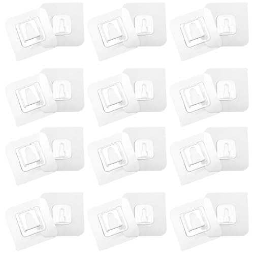 Caxusd L32Y917Q09TR9EB 12 Sets Snap Button Key Holders Keychain Hook Kitchen Wall Rack Dual-Sided Hooks Wall-Mounted Hooks Clothes Hangers Wall Hooks Wall Mount Clothes Rack Hat Wall Hanger Door Acrylic cover