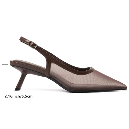 Image of Mostrin Kitten Heels for Women Pointed Toe Pumps Patent Leather Low Heel Slingback Heels with Buckle Dress Shoes for Dating Party Working