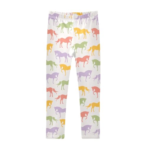 Girls Leggings Colorful Silhouettes of Horses Toddler Girls Clothes Leggings for Girls Toddler Girls Leggings 3-4T