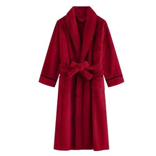 Men's Flannel Fuzzy Soft Spa Full Lenght Bathrobe,Comfy Warm Nightdress Winter Cozy Fleece Fashion Sleepwear Robes4